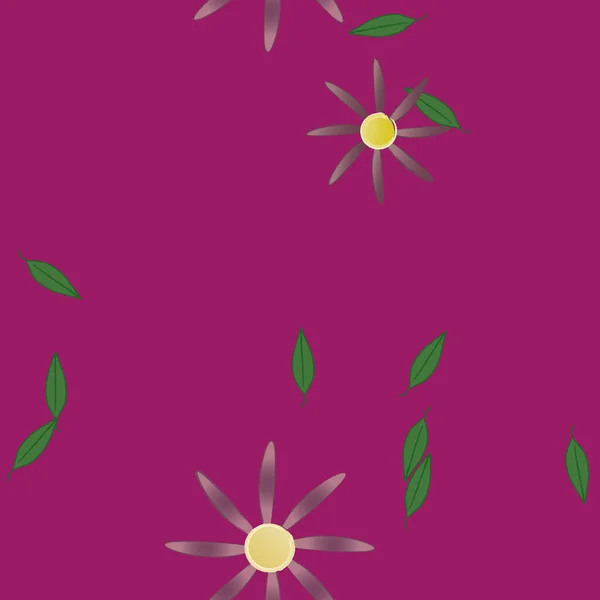 Vector Ilustración Flores Verano Pétalos Con Hojas Fondo Botánico — Vector de stock