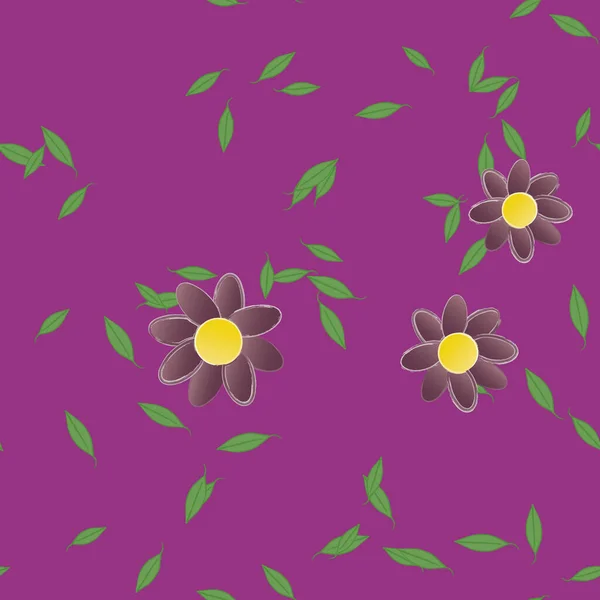 Composition Design Avec Fleurs Simples Feuilles Vertes Illustration Vectorielle — Image vectorielle