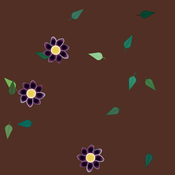 Composición Diseño Con Flores Hojas Ilustración Vectorial — Archivo Imágenes Vectoriales