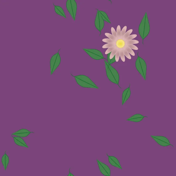 Composição Design Com Flores Simples Folhas Verdes Ilustração Vetorial —  Vetores de Stock