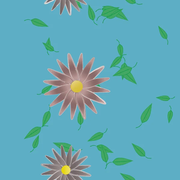 Composition Design Avec Fleurs Simples Feuilles Vertes Illustration Vectorielle — Image vectorielle