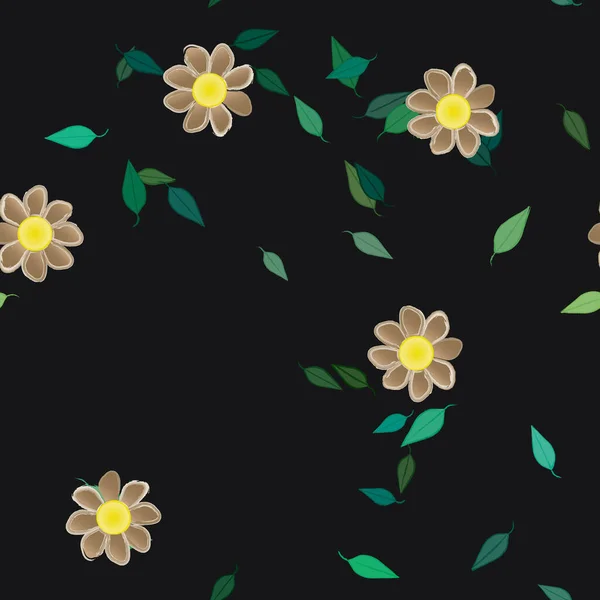 Composição Design Com Flores Folhas Ilustração Vetorial —  Vetores de Stock