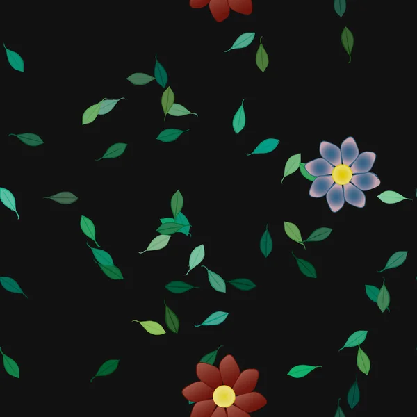 Composition Design Avec Fleurs Simples Feuilles Vertes Illustration Vectorielle — Image vectorielle