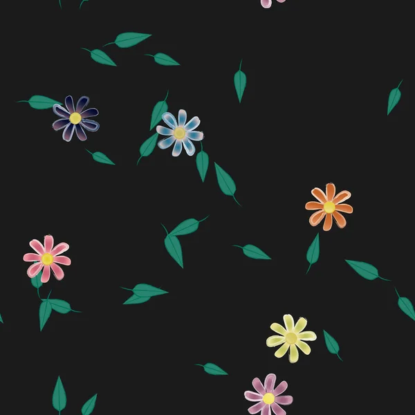 Composition Design Avec Fleurs Feuilles Illustration Vectorielle — Image vectorielle