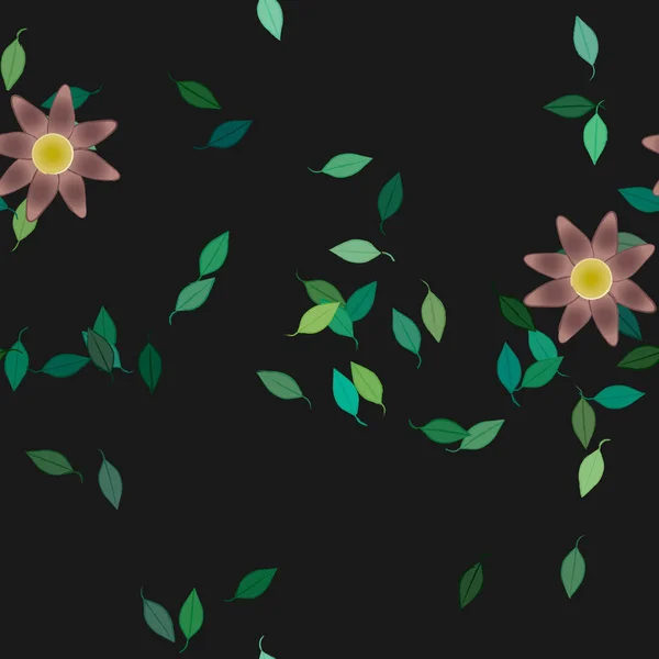 Composition Design Avec Fleurs Simples Feuilles Vertes Illustration Vectorielle — Image vectorielle