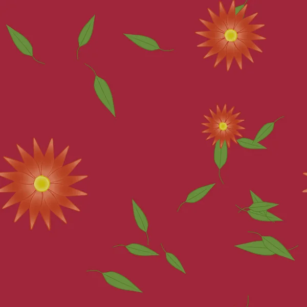 Vector Ilustración Flores Verano Pétalos Con Hojas Fondo Botánico — Archivo Imágenes Vectoriales