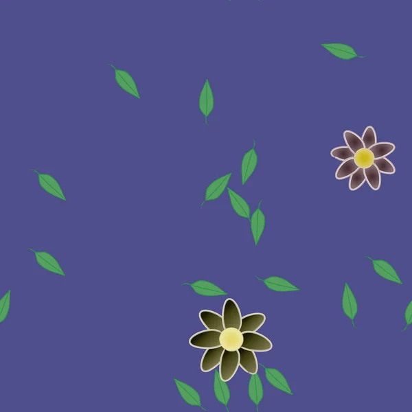 Illustration Vectorielle Pétales Fleurs Été Avec Feuilles Fond Botanique — Image vectorielle