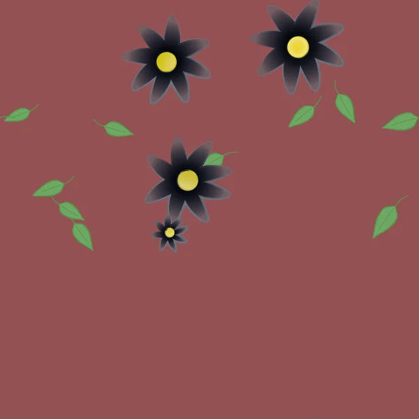 Composición Diseño Con Flores Hojas Ilustración Vectorial — Vector de stock