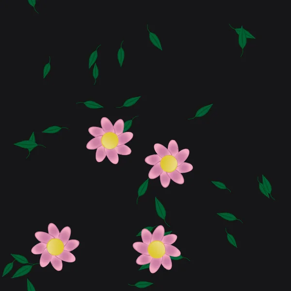 Composición Diseño Con Flores Hojas Ilustración Vectorial — Archivo Imágenes Vectoriales