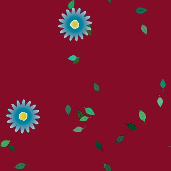 Composición Diseño Con Flores Simples Hojas Verdes Ilustración Vectorial — Vector de stock