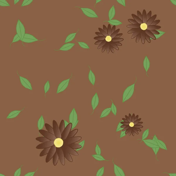 Vector Illustratie Van Zomerbloemen Bloemblaadjes Met Bladeren Botanische Achtergrond — Stockvector