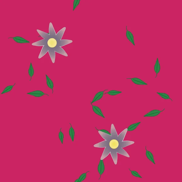 Composition Design Avec Fleurs Simples Feuilles Vertes Illustration Vectorielle — Image vectorielle