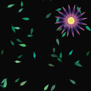 Yapraklı çiçek yapraklarının vektör çizimi, botanik arka plan