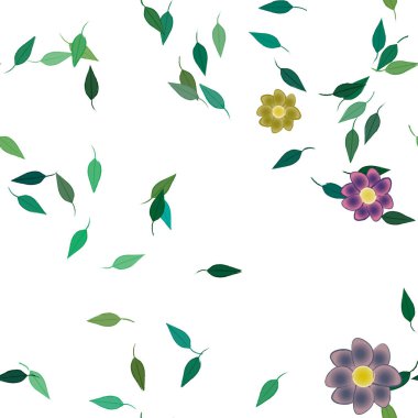 Çiçek ve yapraklı tasarım kompozisyonu, vektör illüstrasyonu