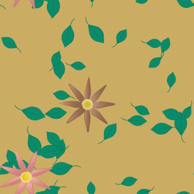 Yapraklı çiçek yapraklarının vektör çizimi, botanik arka plan