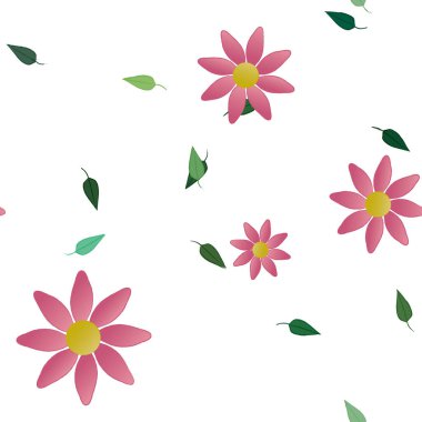 Yapraklı çiçek yapraklarının vektör çizimi, botanik arka plan