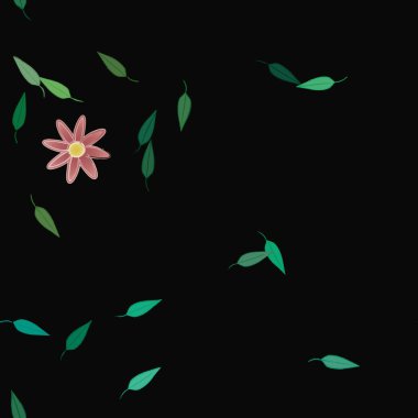 Çiçek ve yapraklı tasarım kompozisyonu, vektör illüstrasyonu