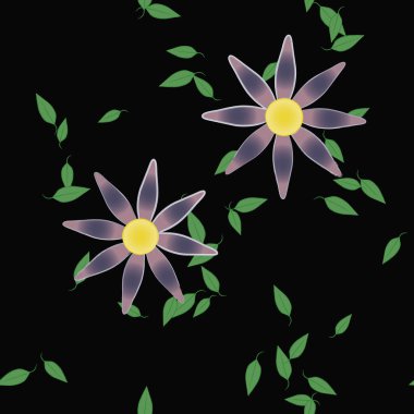 Yapraklı çiçek yapraklarının vektör çizimi, botanik arka plan