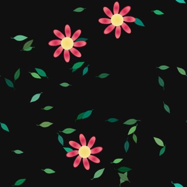 Çiçek ve yapraklı tasarım kompozisyonu, vektör illüstrasyonu