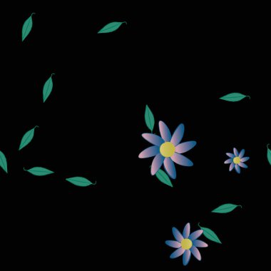 Yapraklı çiçek yapraklarının vektör çizimi, botanik arka plan