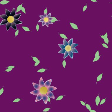 Yapraklı çiçek yapraklarının vektör çizimi, botanik arka plan