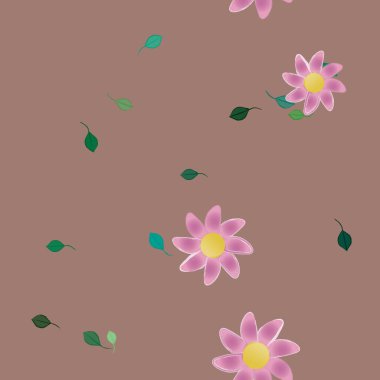 Basit çiçek ve yeşil yapraklı tasarım kompozisyonu, vektör illüstrasyonu