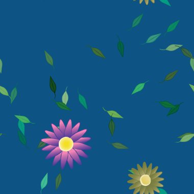 Yapraklı çiçek yapraklarının vektör çizimi, botanik arka plan