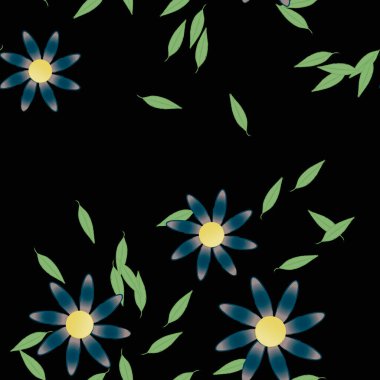 Yapraklı çiçek yapraklarının vektör çizimi, botanik arka plan