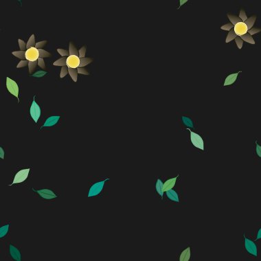 Çiçek ve yapraklı tasarım kompozisyonu, vektör illüstrasyonu