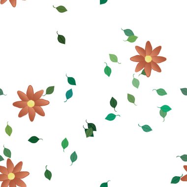 Yapraklı çiçek yapraklarının vektör çizimi, botanik arka plan