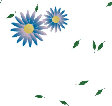 Basit çiçek ve yeşil yapraklı tasarım kompozisyonu, vektör illüstrasyonu