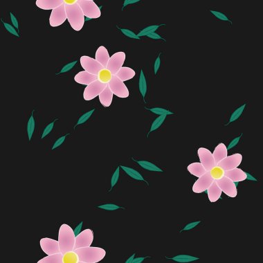 Yapraklı çiçek yapraklarının vektör çizimi, botanik arka plan