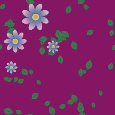 Yapraklı çiçek yapraklarının vektör çizimi, botanik arka plan