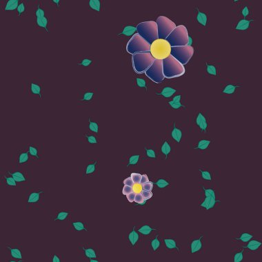 Çiçek ve yapraklı tasarım kompozisyonu, vektör illüstrasyonu