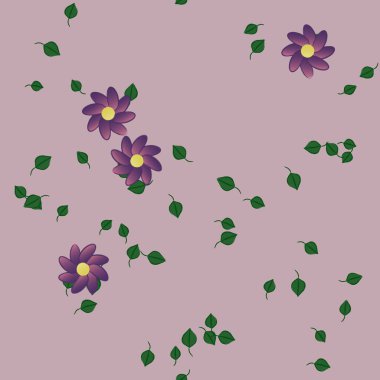 Basit çiçek ve yeşil yapraklı tasarım kompozisyonu, vektör illüstrasyonu