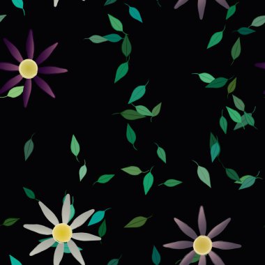 Yapraklı çiçek yapraklarının vektör çizimi, botanik arka plan