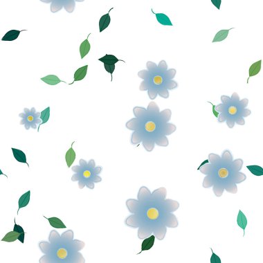 Yapraklı çiçek yapraklarının vektör çizimi, botanik arka plan