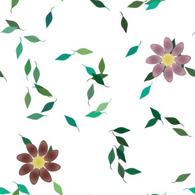 Yapraklı çiçek yapraklarının vektör çizimi, botanik arka plan