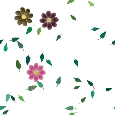 Yapraklı çiçek yapraklarının vektör çizimi, botanik arka plan