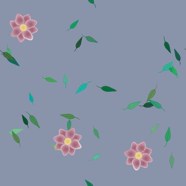 Yapraklı çiçek yapraklarının vektör çizimi, botanik arka plan