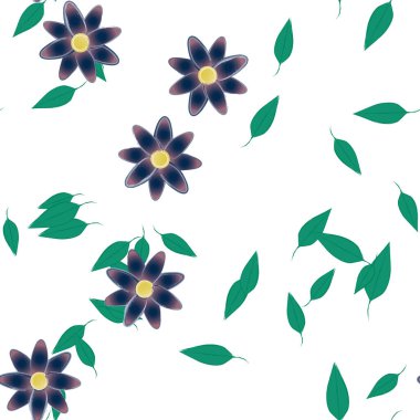 Yapraklı çiçek yapraklarının vektör çizimi, botanik arka plan