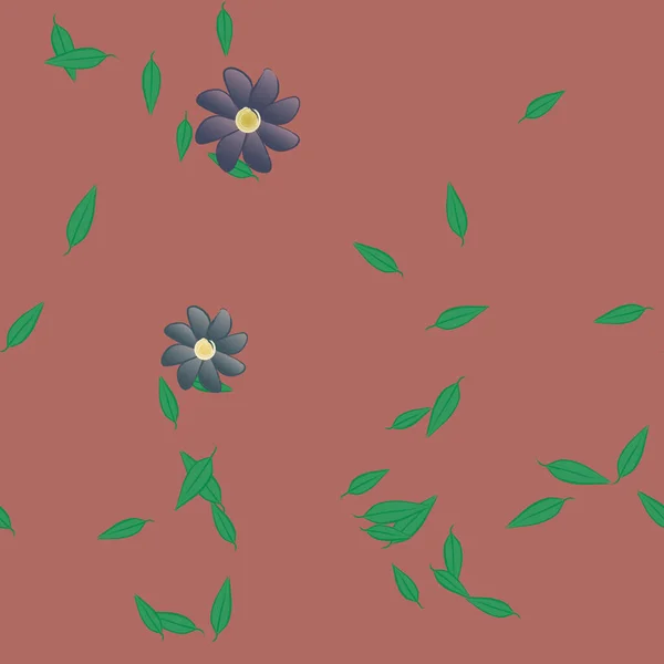 Composición Diseño Con Flores Simples Hojas Verdes Ilustración Vectorial — Archivo Imágenes Vectoriales