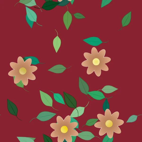 Vector Illustratie Van Zomerbloemen Bloemblaadjes Met Bladeren Botanische Achtergrond — Stockvector