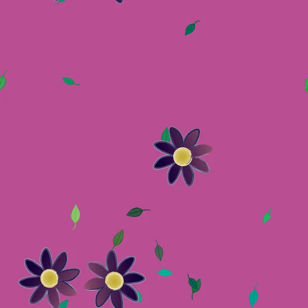 Composição Design Com Flores Simples Folhas Verdes Ilustração Vetorial — Vetor de Stock