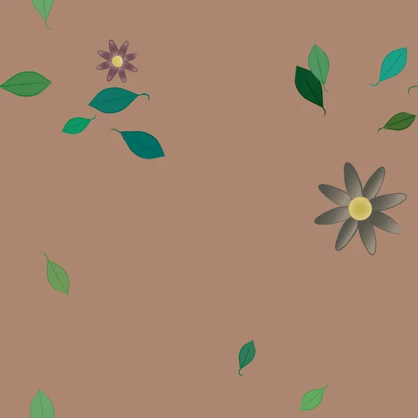 Illustration Vectorielle Pétales Fleurs Été Avec Feuilles Fond Botanique — Image vectorielle