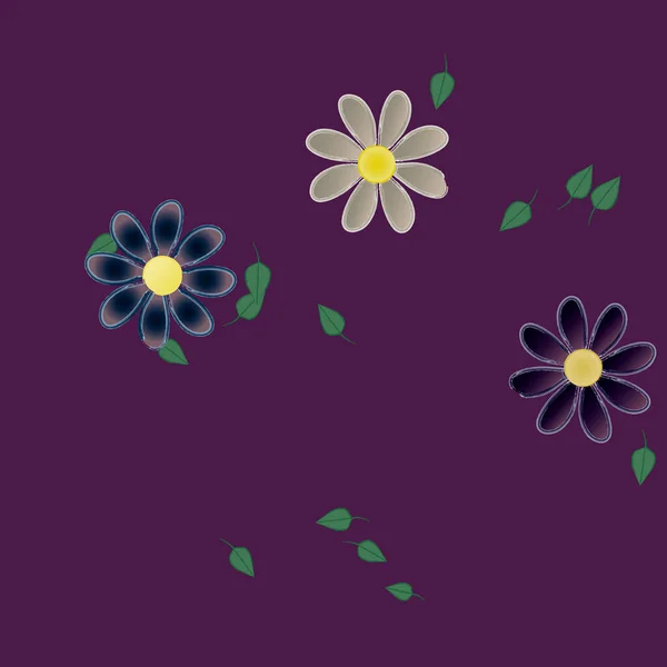Composition Design Avec Fleurs Feuilles Illustration Vectorielle — Image vectorielle