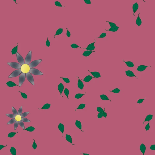 Composition Design Avec Fleurs Simples Feuilles Vertes Illustration Vectorielle — Image vectorielle