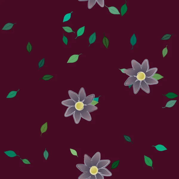 Composition Design Avec Fleurs Simples Feuilles Vertes Illustration Vectorielle — Image vectorielle