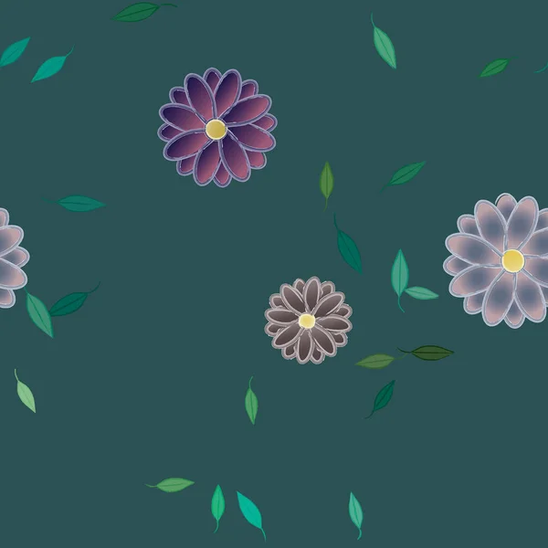 Illustration Vectorielle Pétales Fleurs Été Avec Feuilles Fond Botanique — Image vectorielle