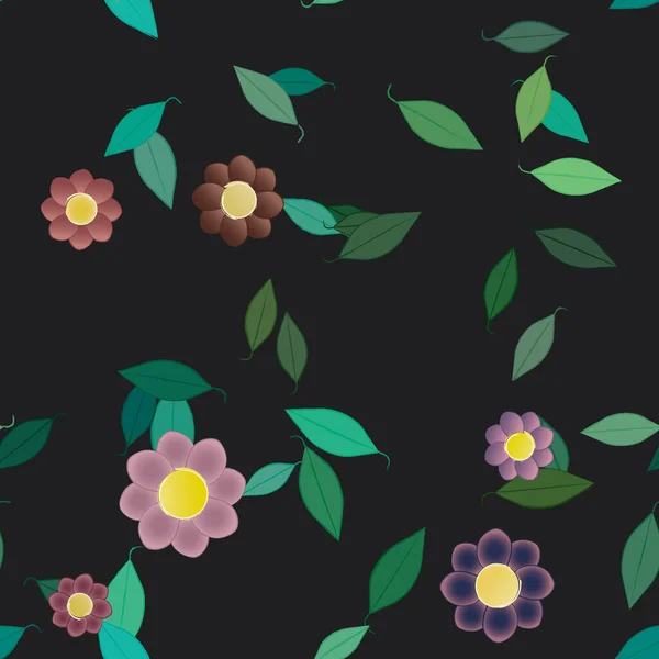 Vector Ilustración Flores Verano Pétalos Con Hojas Fondo Botánico — Archivo Imágenes Vectoriales